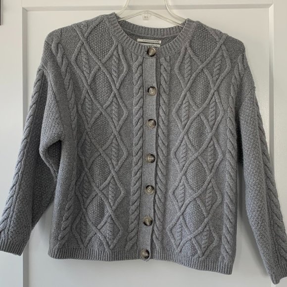 NWOT Anthropologie Joanie Cable-Knit Cardigan in Grey XS - Picture 2 of 4